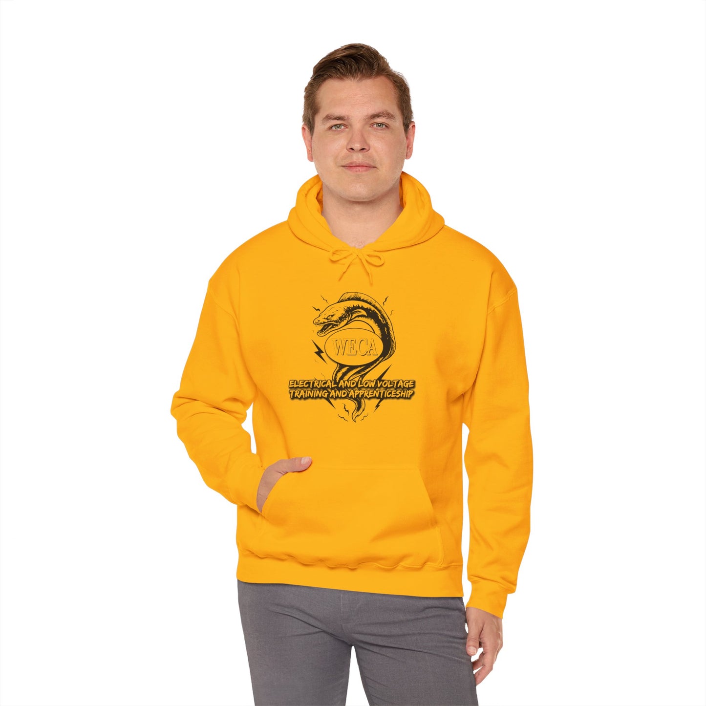 Unisex Heavy Blend™ Hooded Sweatshirt with WECA Electric Eel Black Line Logo Two