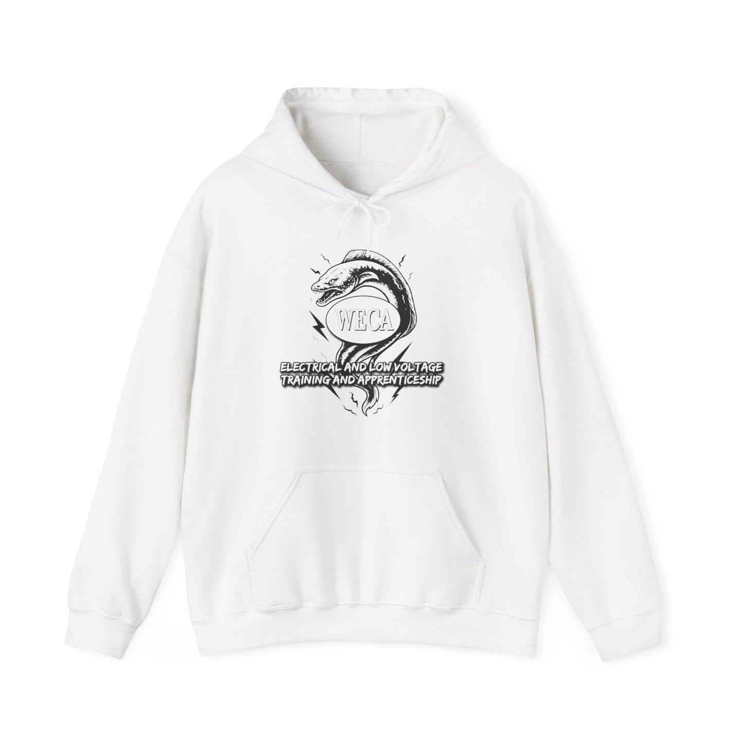 Unisex Heavy Blend™ Hooded Sweatshirt with WECA Electric Eel Black Line Logo Two