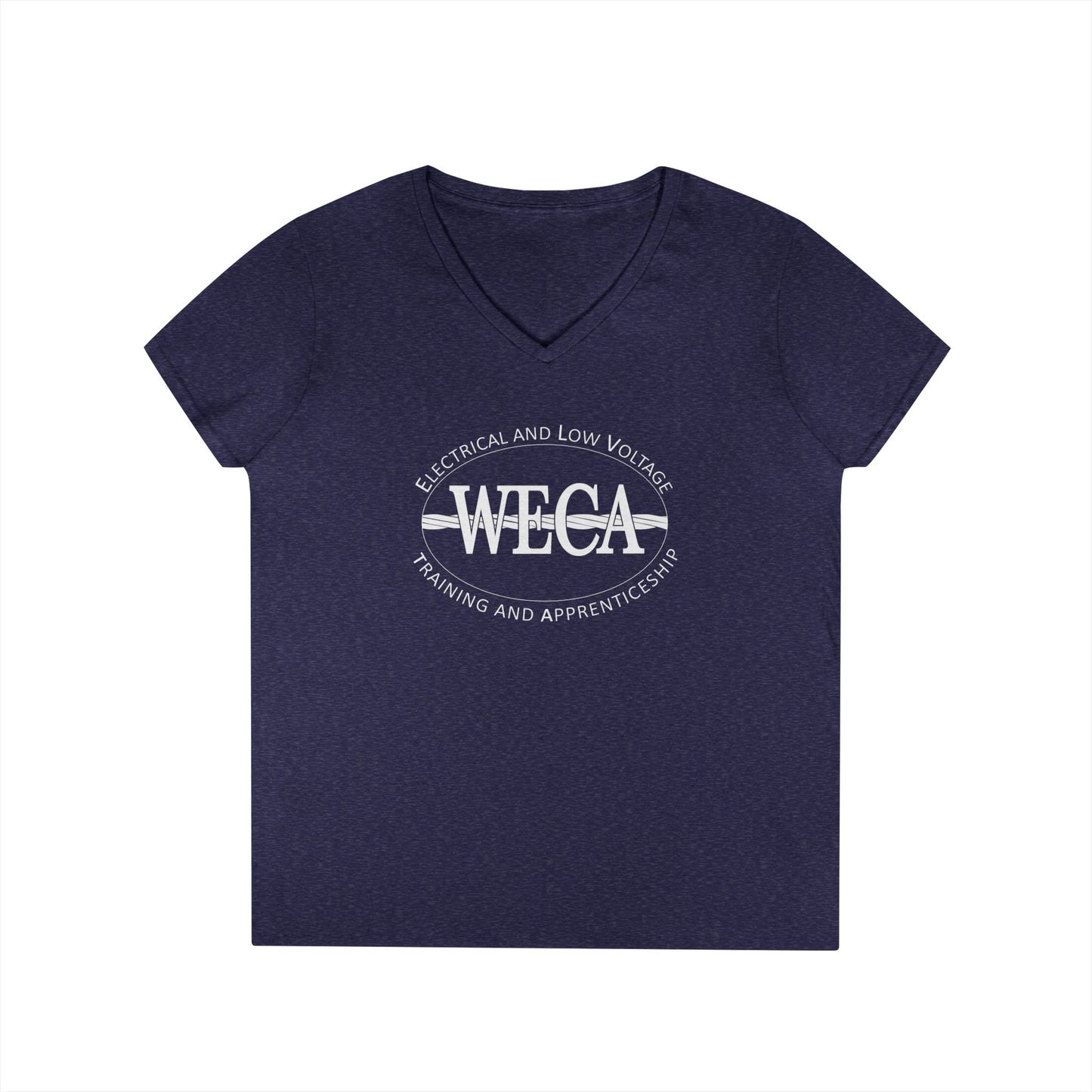 WECA Ladies' Cut V-Neck T-Shirt with our Classic Logo in White