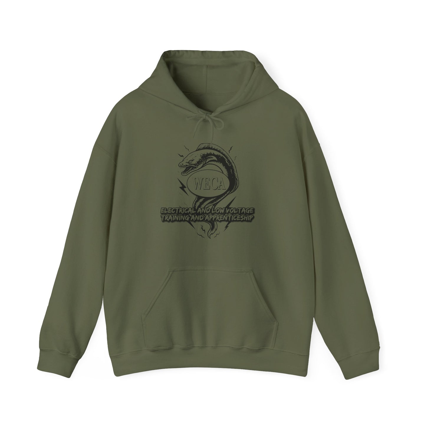 Unisex Heavy Blend™ Hooded Sweatshirt with WECA Electric Eel Black Line Logo Two