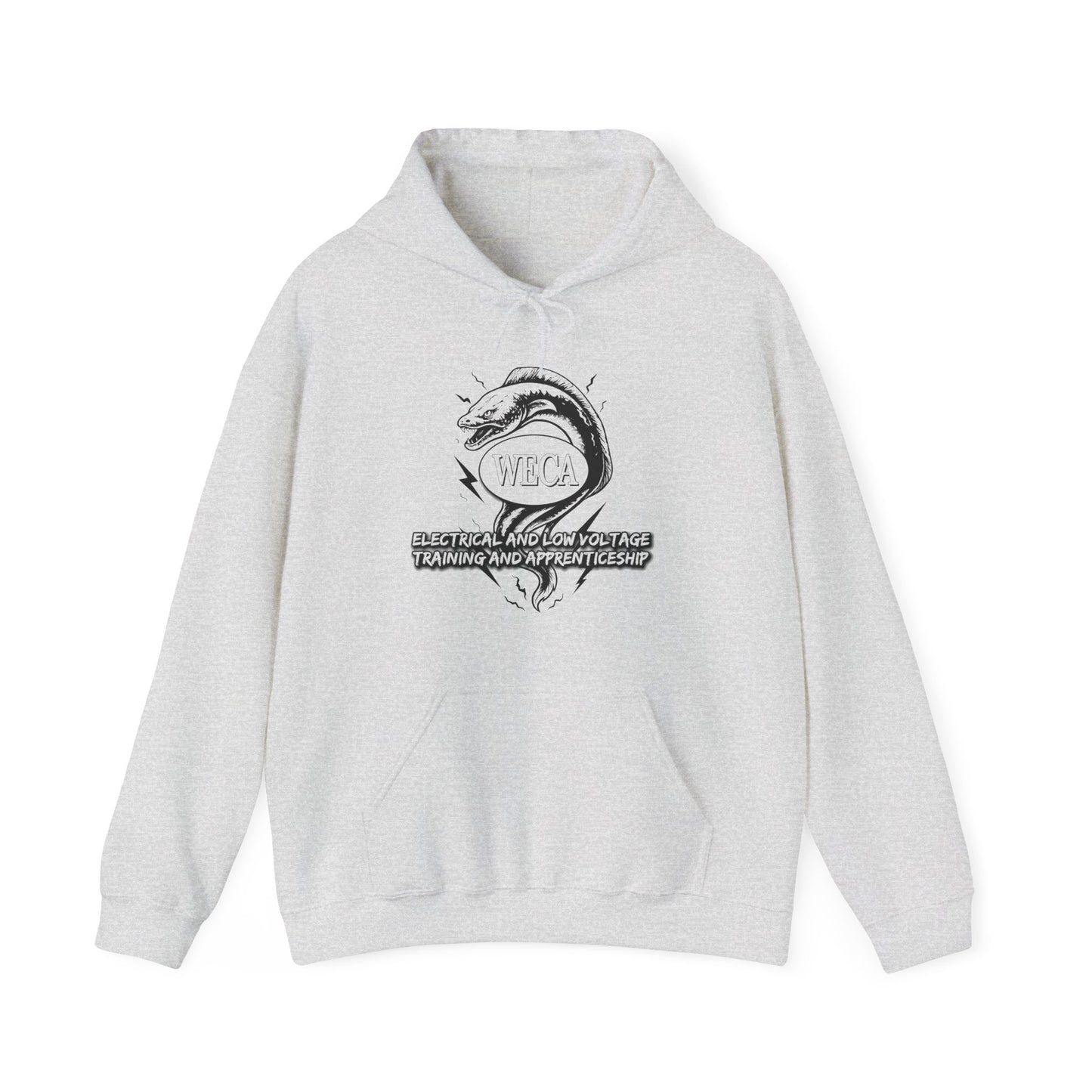 Unisex Heavy Blend™ Hooded Sweatshirt with WECA Electric Eel Black Line Logo Two