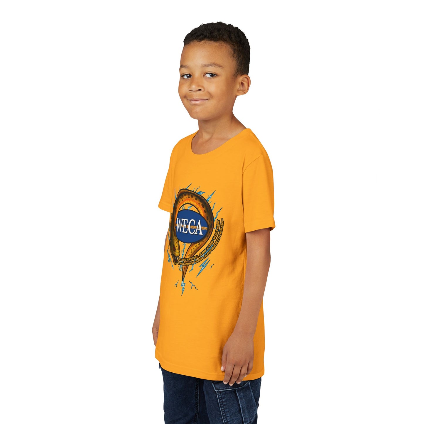 YOUTH Short Sleeve Tee with WECA Electric Eel Gold Design