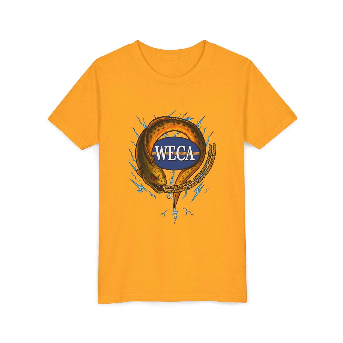 YOUTH Short Sleeve Tee with WECA Electric Eel Gold Design