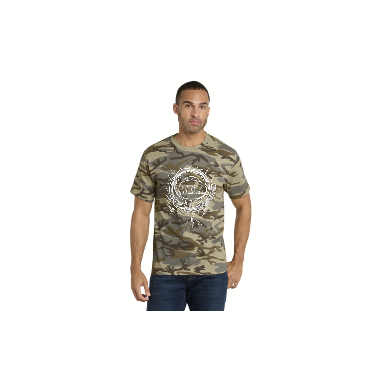 WECA Camo Tee with Electric Eel Mascot