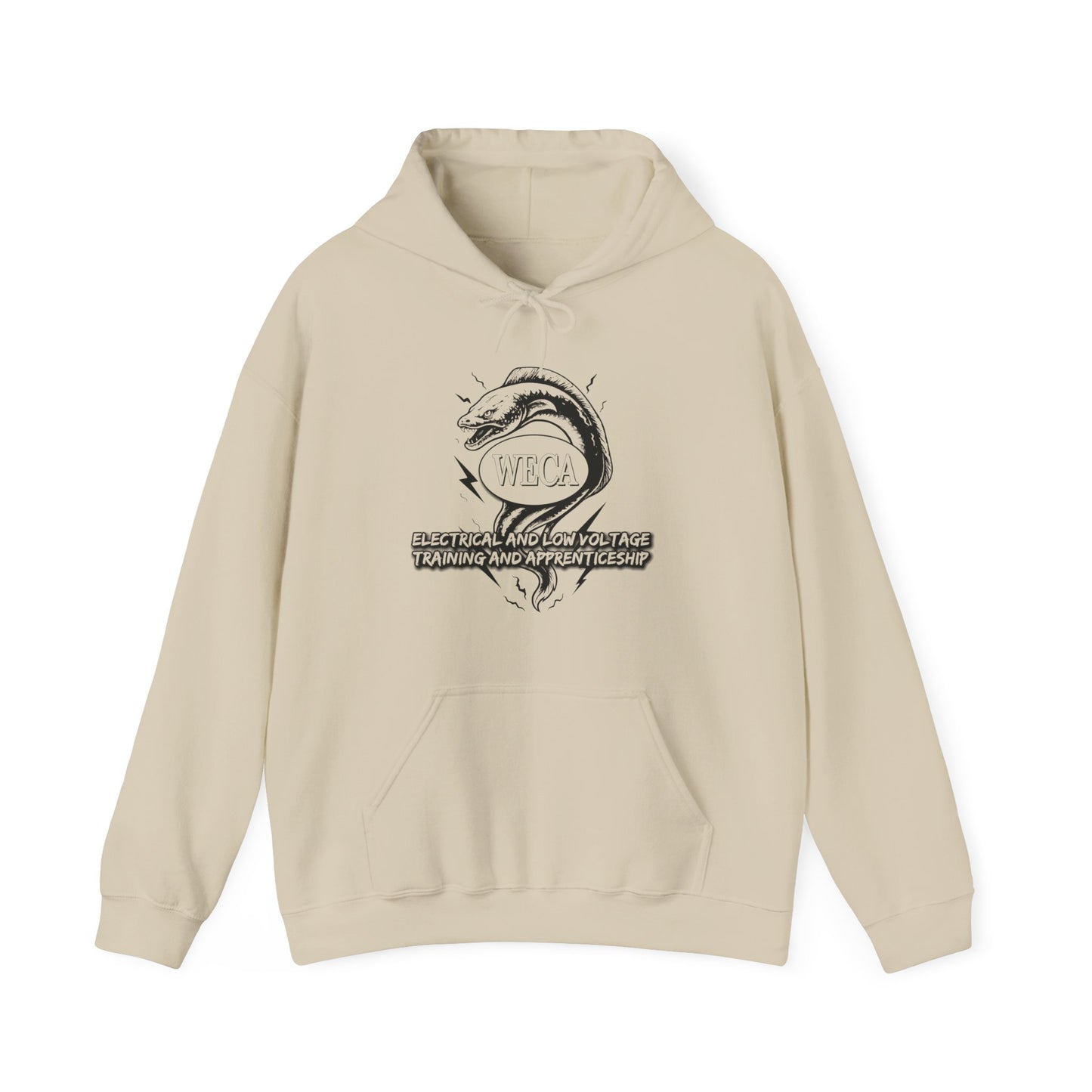 Unisex Heavy Blend™ Hooded Sweatshirt with WECA Electric Eel Black Line Logo Two