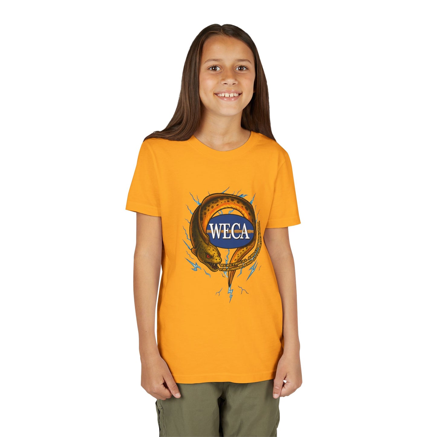 YOUTH Short Sleeve Tee with WECA Electric Eel Gold Design